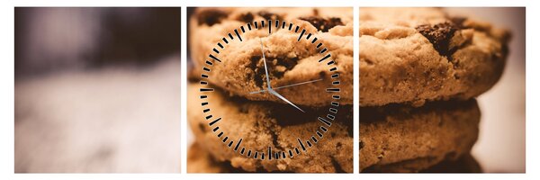 Obraz cookies sušienok (s hodinami) (90x30 cm)