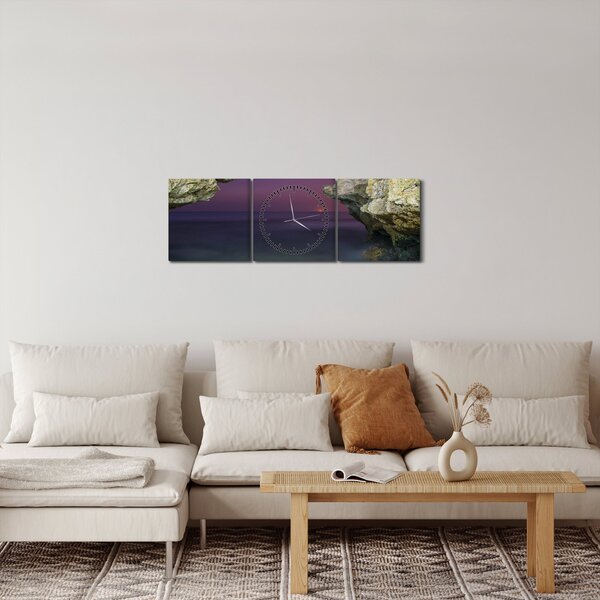Obraz - morský útes (s hodinami) (90x30 cm)