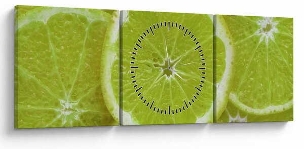 Obraz - citróny na reze (s hodinami) (90x30 cm)