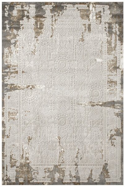 Koberec Adana J0028 ornament / rám, sivý / krémový