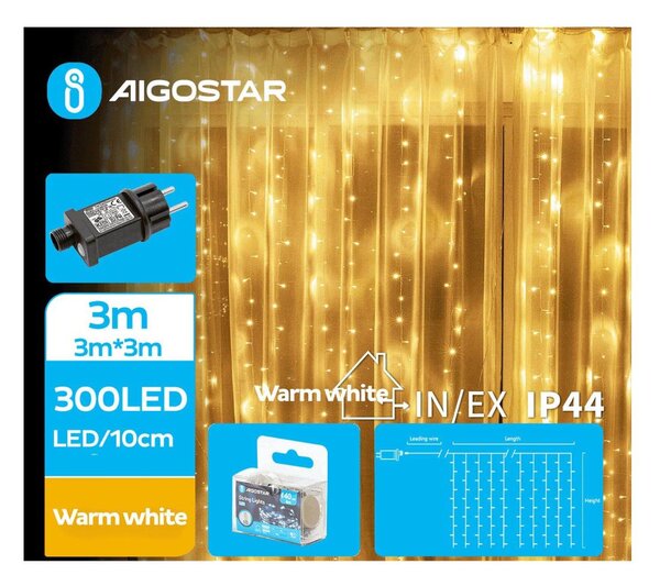 Aigostar - LED Vonkajšia vianočná reťaz 300xLED/8 funkcií 6x3m IP44 teplá biela