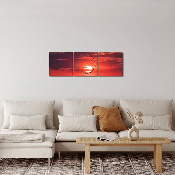 Obraz farebného slnka (s hodinami) (90x30 cm)