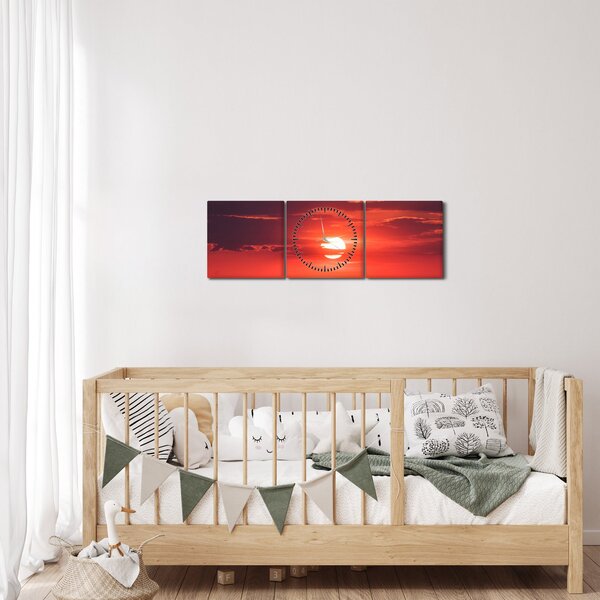 Obraz farebného slnka (s hodinami) (90x30 cm)