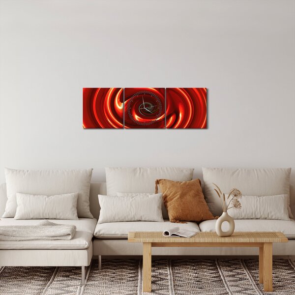 Abstraktný obraz - červená špirála (s hodinami) (90x30 cm)