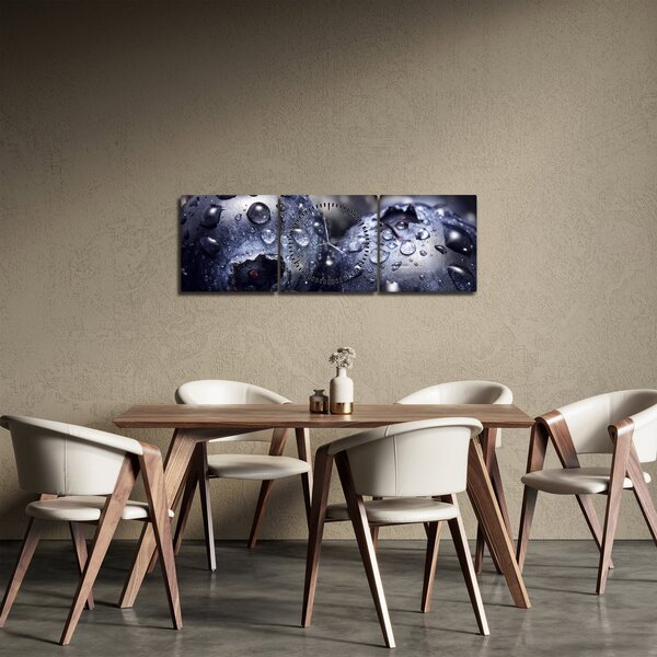 Obraz ovocia s kvapkami vody (s hodinami) (90x30 cm)