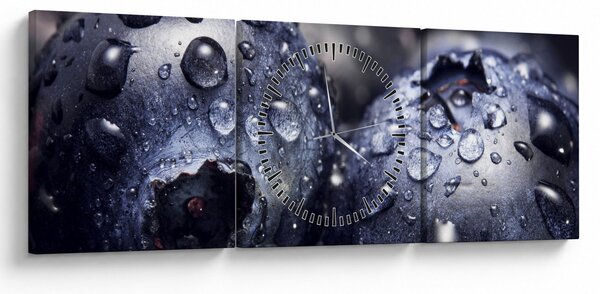Obraz ovocia s kvapkami vody (s hodinami) (90x30 cm)