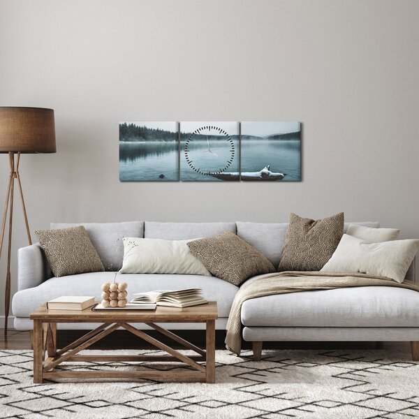 Obraz - ľadové severské jazero (s hodinami) (90x30 cm)