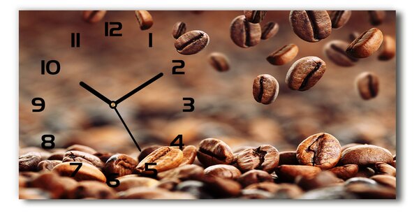 Vodorovné Moderné sklenené hodiny na stenu Zrnká kávy