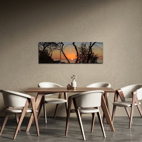 Obraz západu slnka (s hodinami) (90x30 cm)