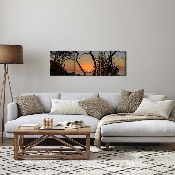 Obraz západu slnka (s hodinami) (90x30 cm)