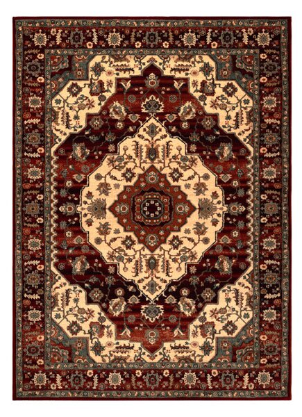 Koberec KASHQAI 4377 300 ornament bordový / béžový