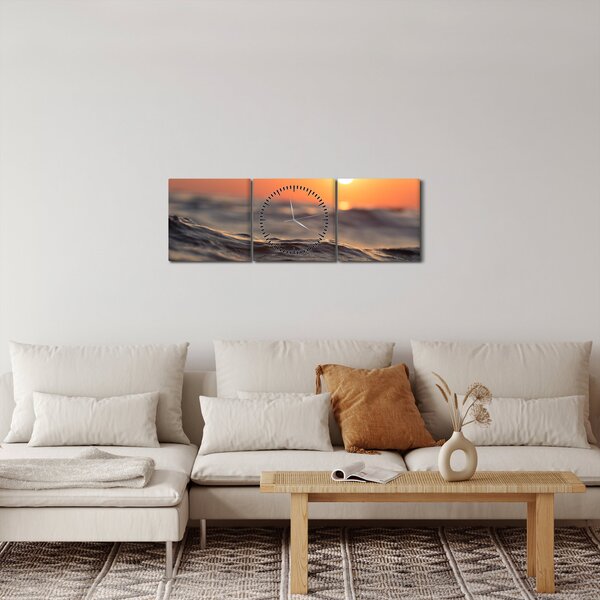 Obraz vodnej hladiny (s hodinami) (90x30 cm)
