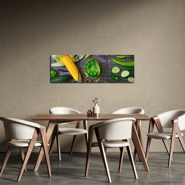 Obraz so zeleninou (s hodinami) (90x30 cm)