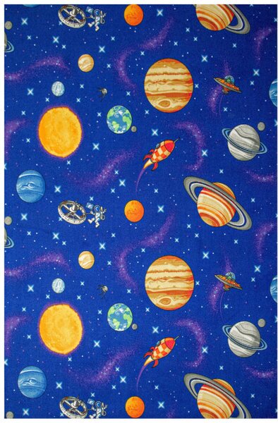 Detský metrážny koberec Galaxy planéty, rakety