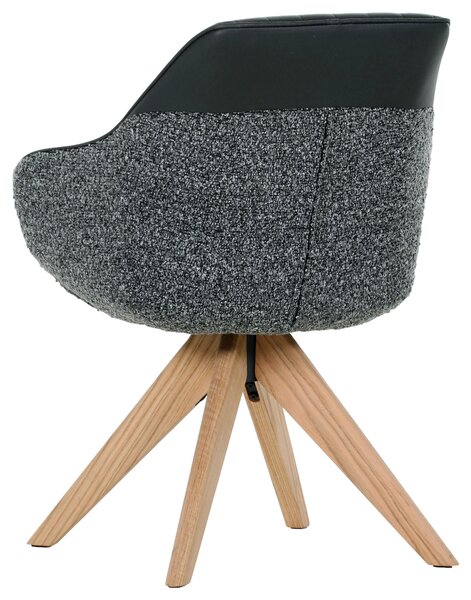 STOLIČKA S PODRÚČKAMI, ženilka, vzhľad kože, čierna, farba duba home24 - Stoličky, Online Only