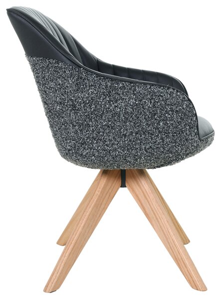 STOLIČKA S PODRÚČKAMI, ženilka, vzhľad kože, čierna, farba duba home24 - Stoličky, Online Only