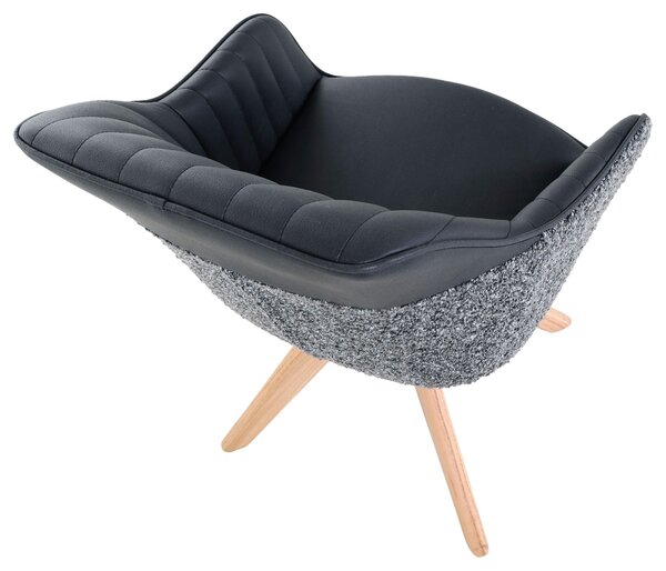 STOLIČKA S PODRÚČKAMI, ženilka, vzhľad kože, čierna, farba duba home24 - Stoličky, Online Only