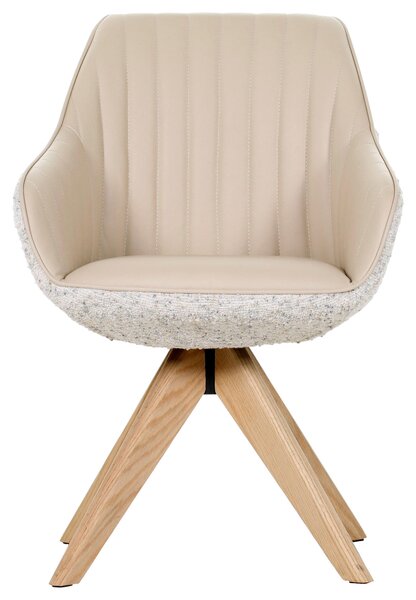 STOLIČKA S PODRÚČKAMI, ženilka, vzhľad kože, farba duba, béžová home24 - Stoličky, Online Only