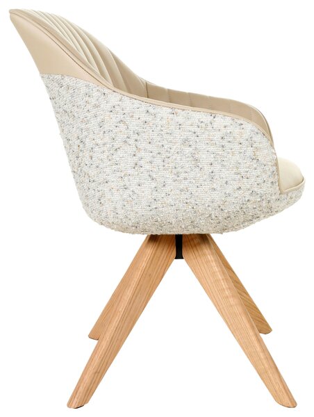 STOLIČKA S PODRÚČKAMI, ženilka, vzhľad kože, farba duba, béžová home24 - Stoličky, Online Only