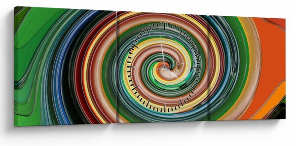 Abstraktný obraz - farebná špirála (s hodinami) (90x30 cm)