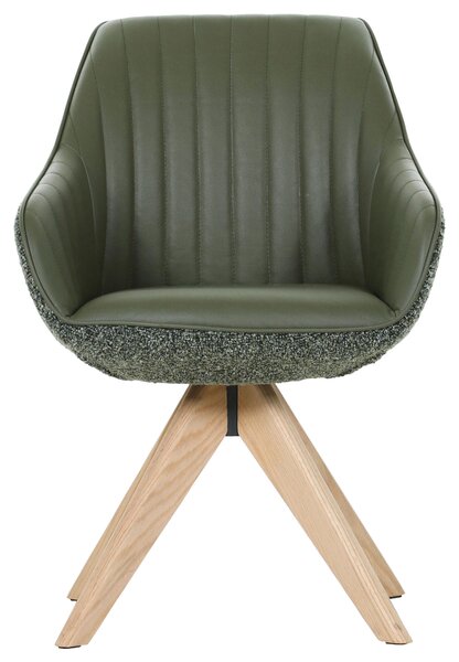 STOLIČKA S PODRÚČKAMI, ženilka, vzhľad kože, zelená, farba duba home24 - Stoličky, Online Only