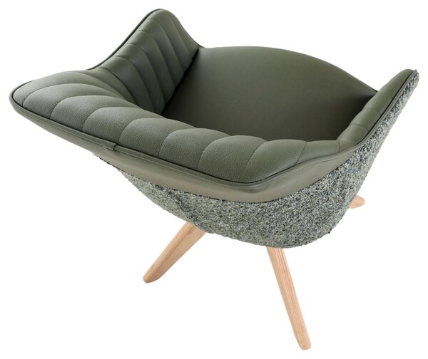 STOLIČKA S PODRÚČKAMI, ženilka, vzhľad kože, zelená, farba duba home24 - Stoličky, Online Only