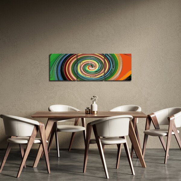 Abstraktný obraz - farebná špirála (s hodinami) (90x30 cm)