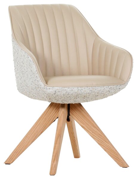 STOLIČKA S PODRÚČKAMI, ženilka, vzhľad kože, farba duba, béžová home24 - Stoličky, Online Only