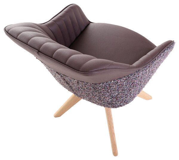 STOLIČKA S PODRÚČKAMI, ženilka, vzhľad kože, lila, farba duba home24 - Stoličky, Online Only