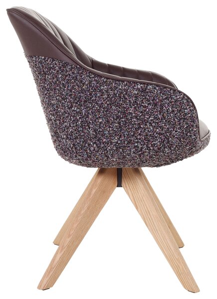 STOLIČKA S PODRÚČKAMI, ženilka, vzhľad kože, lila, farba duba home24 - Stoličky, Online Only