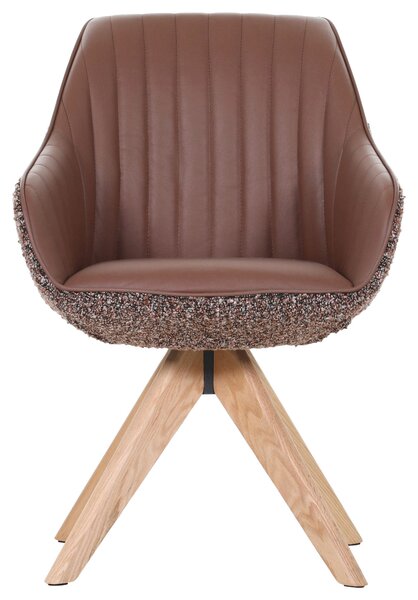 STOLIČKA S PODRÚČKAMI, ženilka, vzhľad kože, farba duba, koňaková home24 - Stoličky, Online Only