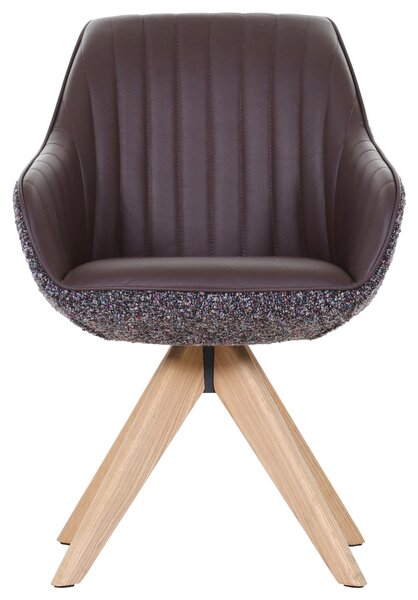 STOLIČKA S PODRÚČKAMI, ženilka, vzhľad kože, lila, farba duba home24 - Stoličky, Online Only