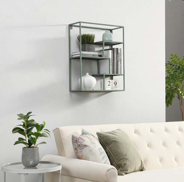 NÁSTENNÝ REGÁL, zelená home24 - Online Only drobný nábytok, Online Only