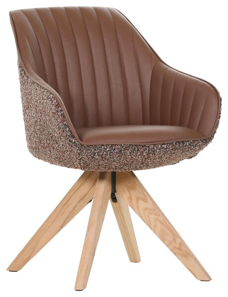 STOLIČKA S PODRÚČKAMI, ženilka, vzhľad kože, farba duba, koňaková home24 - Stoličky, Online Only