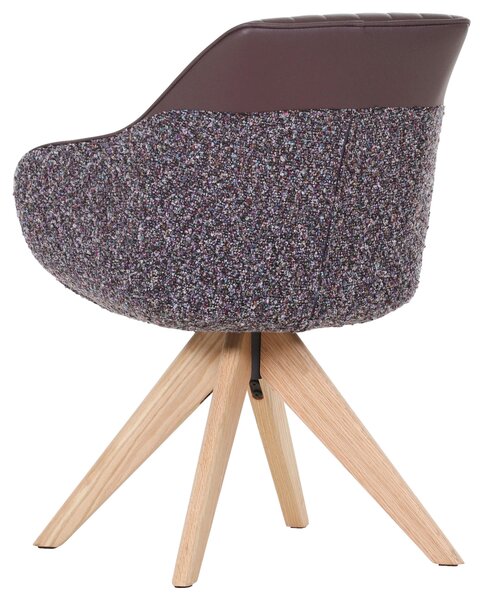 STOLIČKA S PODRÚČKAMI, ženilka, vzhľad kože, lila, farba duba home24 - Stoličky, Online Only
