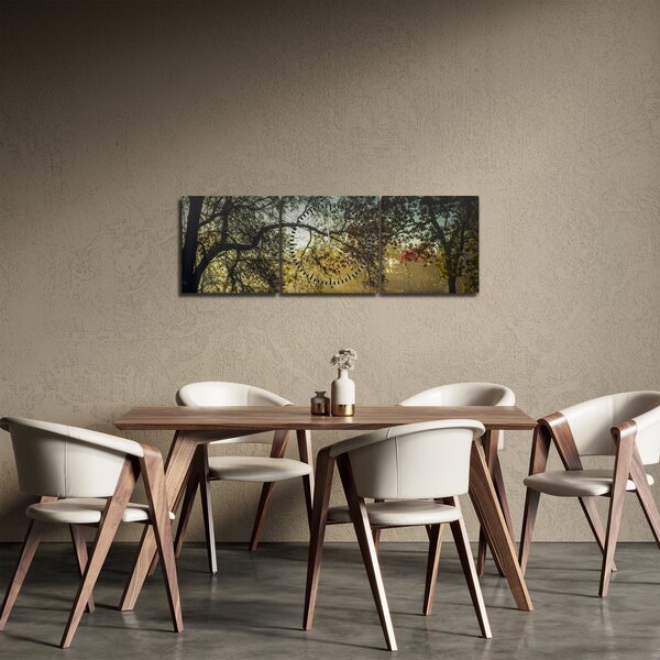 Obraz východu slnka (s hodinami) (90x30 cm)
