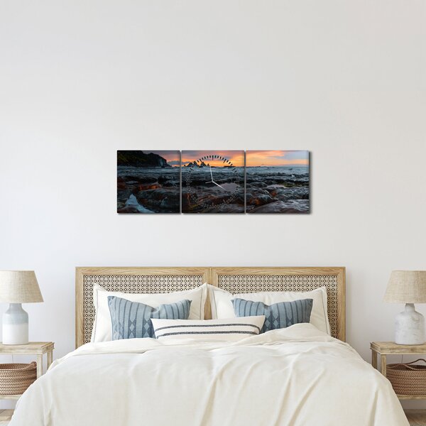 Obraz - krajina na Novom Zélande (s hodinami) (90x30 cm)