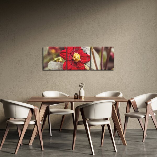 Obraz kvetiny (s hodinami) (90x30 cm)