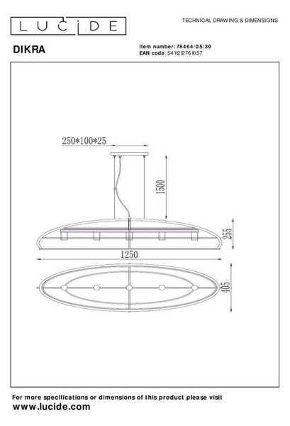 Lucide L764640530 závesné stropné svietidlo DIKRA E27