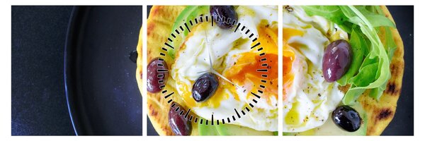 Obraz zdravej palacinky (s hodinami) (90x30 cm)
