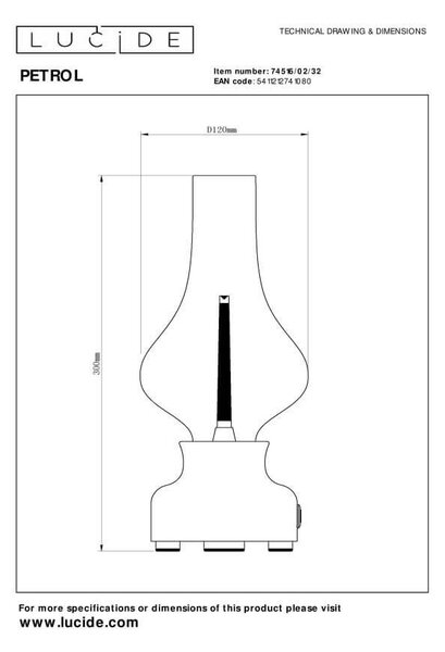 Lucide L745160232 LED stolná lampička JASON | 2W integrovaný LED zdroj | 122lm | 3000K