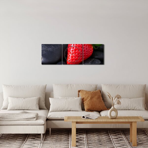 Obraz - jahoda (s hodinami) (90x30 cm)