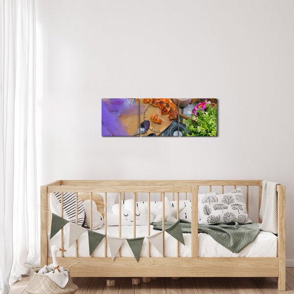 Obraz - letný piknik (s hodinami) (90x30 cm)