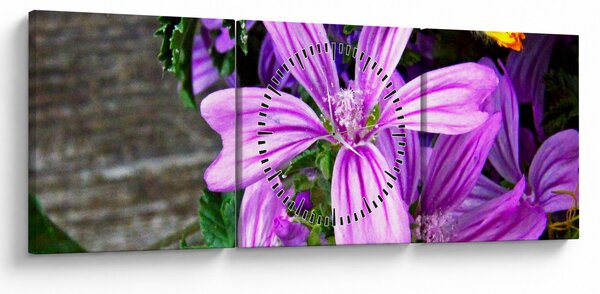 Obraz - lúčne kvety (s hodinami) (90x30 cm)