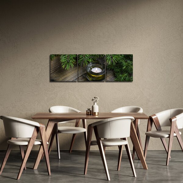 Obraz - vianočná sviečka (s hodinami) (90x30 cm)