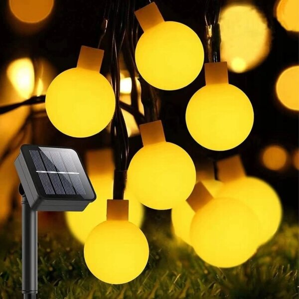 LED solárny dekoračný reťazec 30xLED/8 funkcií 500 mAh 6,5 m IP67 teplá biela