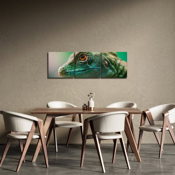 Detailný obraz jaštera (s hodinami) (90x30 cm)