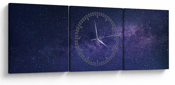 Obraz galaxie (s hodinami) (90x30 cm)