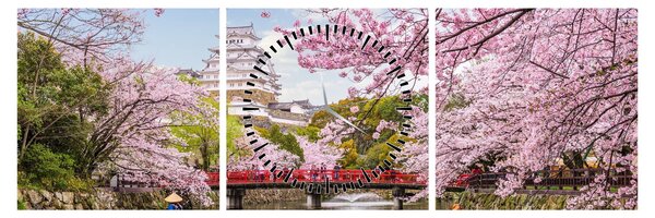 Obraz japonskej čerešne (s hodinami) (90x30 cm)