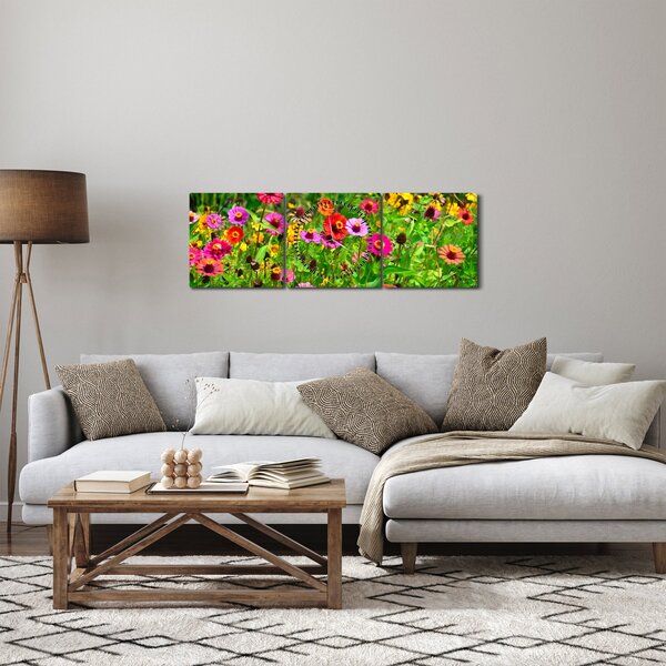 Obraz lúčnych kvetov (s hodinami) (90x30 cm)